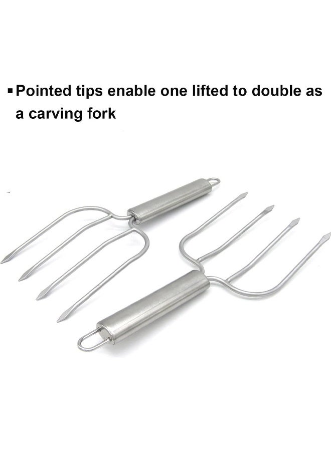 Stainless Steel Meat & Poultry Lifter Forks, Set of 2 Heavy Duty Turkey Roaster Forks, Secure Transfer & Carving Tools for Roast, Ham & Festive Dinners - Image 2